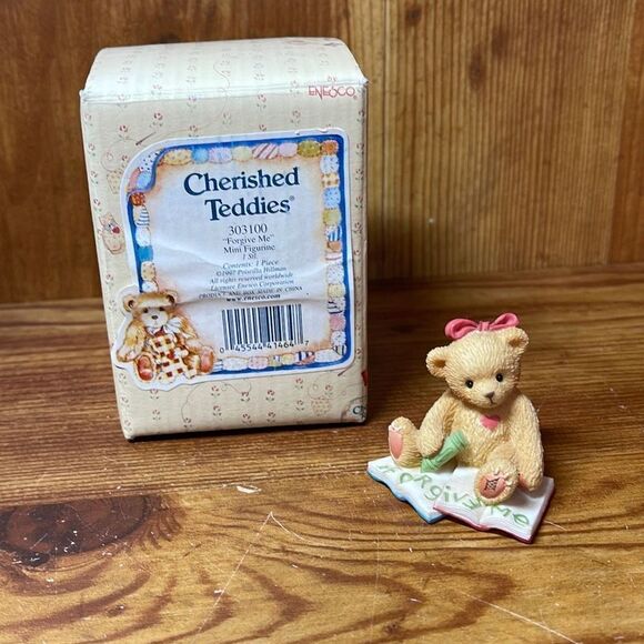 Cherished Teddies Forgive Me Mini Figurine 303100 1997 Priscilla Hillman - Picture 1 of 5
